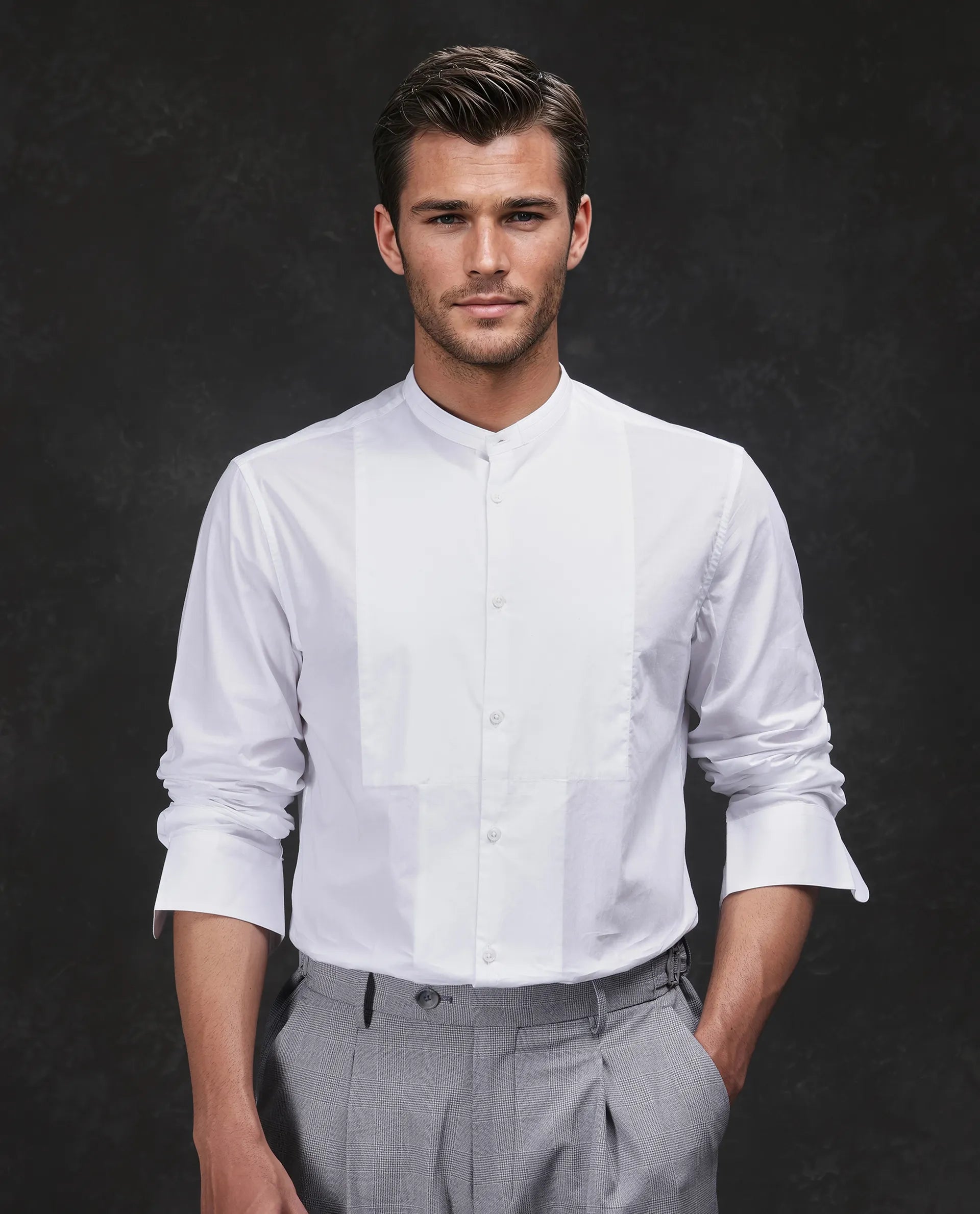 Men's Patterned Button-Down Shirts for Added InterestRare Rabbit Men Into White Cotton Fabric Full Sleeves Collared Neck Button Closure Regular Fit Plain Shirt Men's Patterned Button-Down Shirts for Added InterestRare Rabbit Men Into White Cotton Fabric Full Sleeves Collared Neck Button Closure Regular Fit Plain Shirt