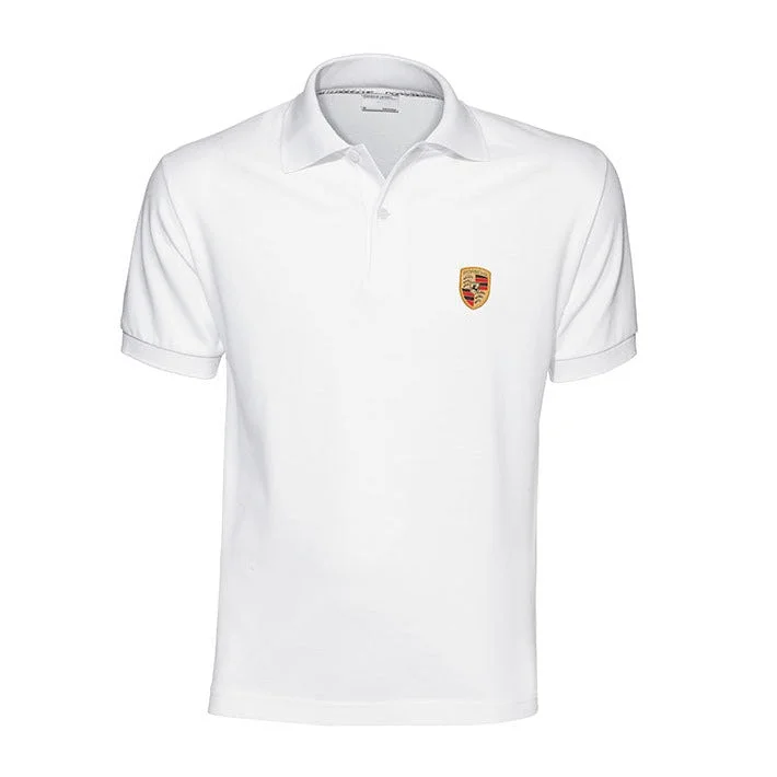 Men's Shirts with Wrinkle-Resistant FabricPorsche Crest Men's Polo Shirt - White