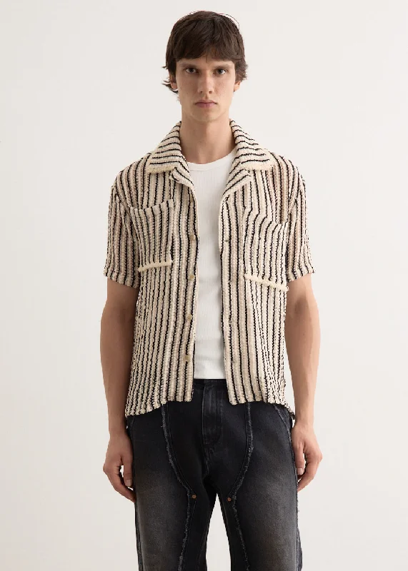 Men's Shirts with French CuffsSheer Stripe Knit Shirt