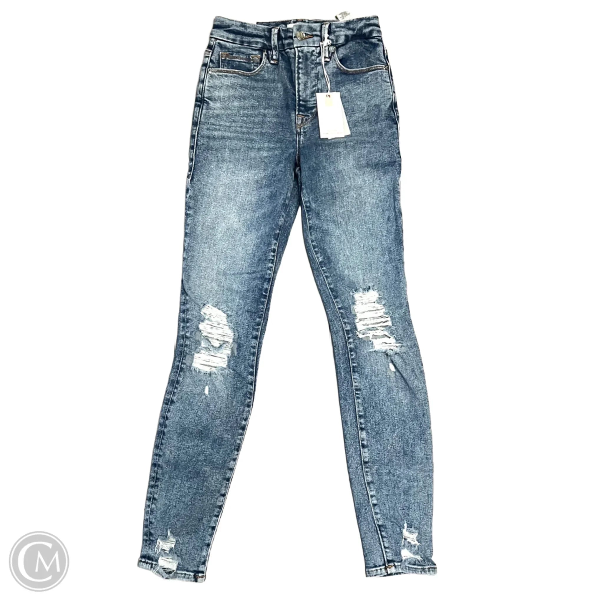 Cool Distressed Men's JeansJeans Skinny By Good American In Blue Denim, Size: 0