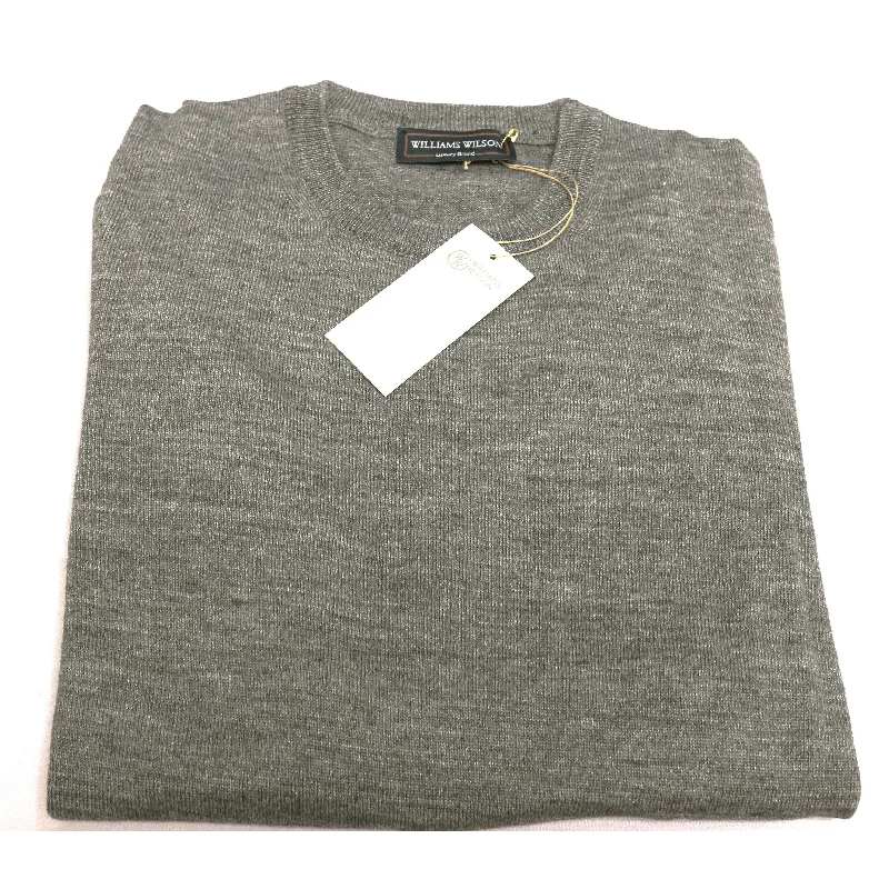 Trendy Men's Oversized SweatersWilliams Wilson Grey 100% Wool Suede Crewneck Sweater for mens Trendy Men's Oversized SweatersWilliams Wilson Grey 100% Wool Suede Crewneck Sweater for mens