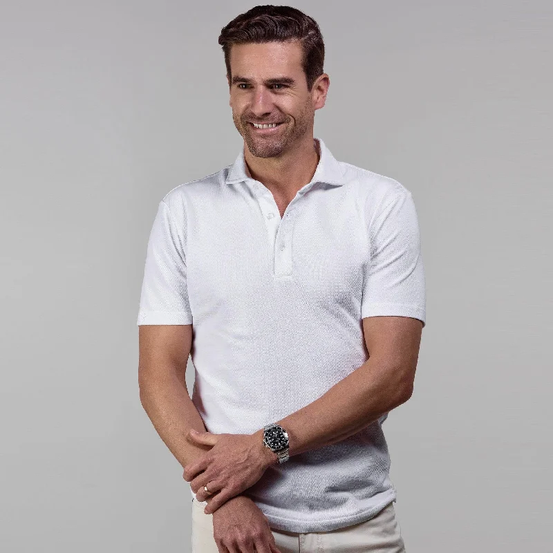 Men's Shirts with Embellished HemlinesPortofino Piqué Cotton Polo White