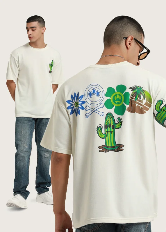 Men's Shirts with Velcro ClosuresWarm White Oversized T-shirt