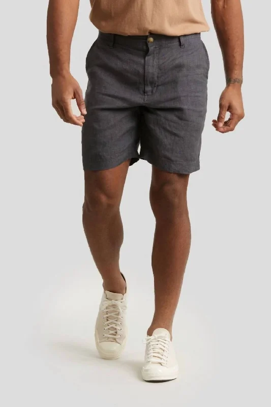 Performance-Driven Men's Athletic ShortsAventura Washed Linen Shorts In Charcoal