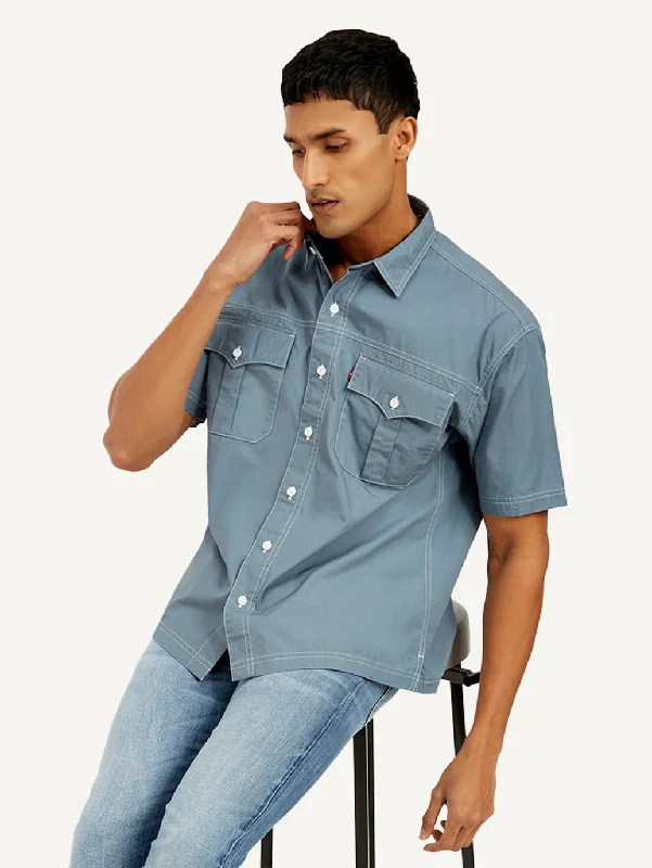 Men's Plaid Shirts for a Country CharmMen's Solid Relaxed Fit Utility Shirt