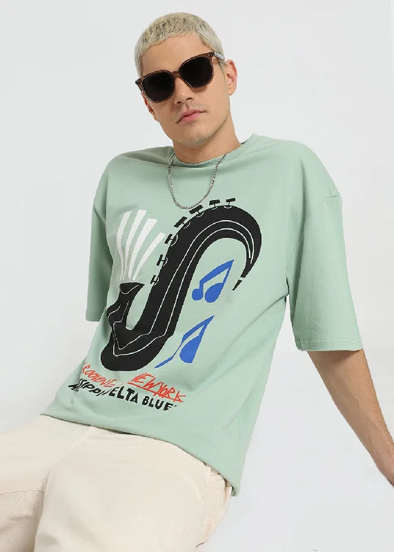 Men's Shirts with Button-Down PocketsMint Green Oversized T-shirt