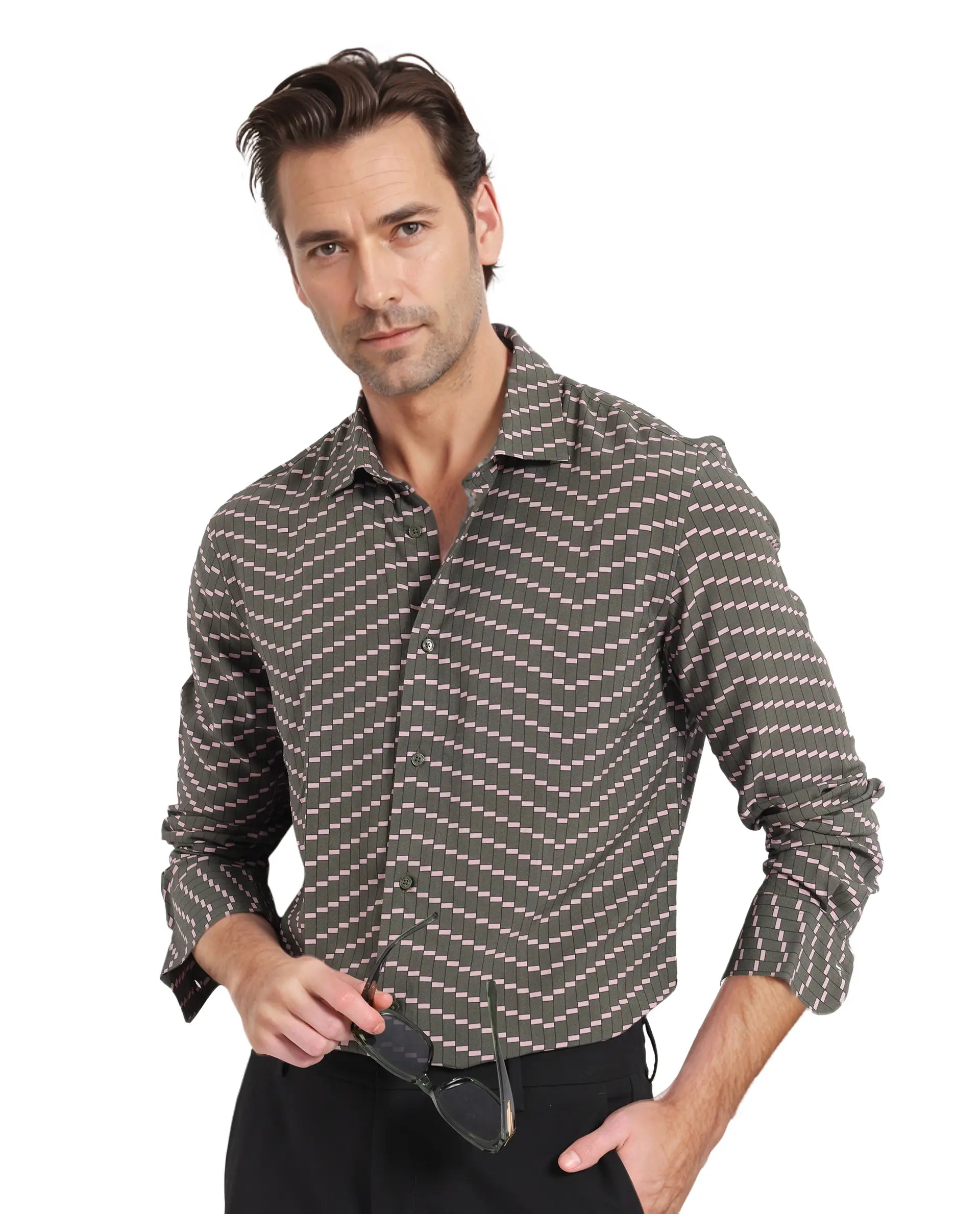 Men's Iron-Free Shirts for Wrinkle-Resistant WearRare Rabbit Men Dandy Dark Olive Viscose Fabric Full Sleeve Regular Fit Digital Print Shirt Men's Iron-Free Shirts for Wrinkle-Resistant WearRare Rabbit Men Dandy Dark Olive Viscose Fabric Full Sleeve Regular Fit Digital Print Shirt