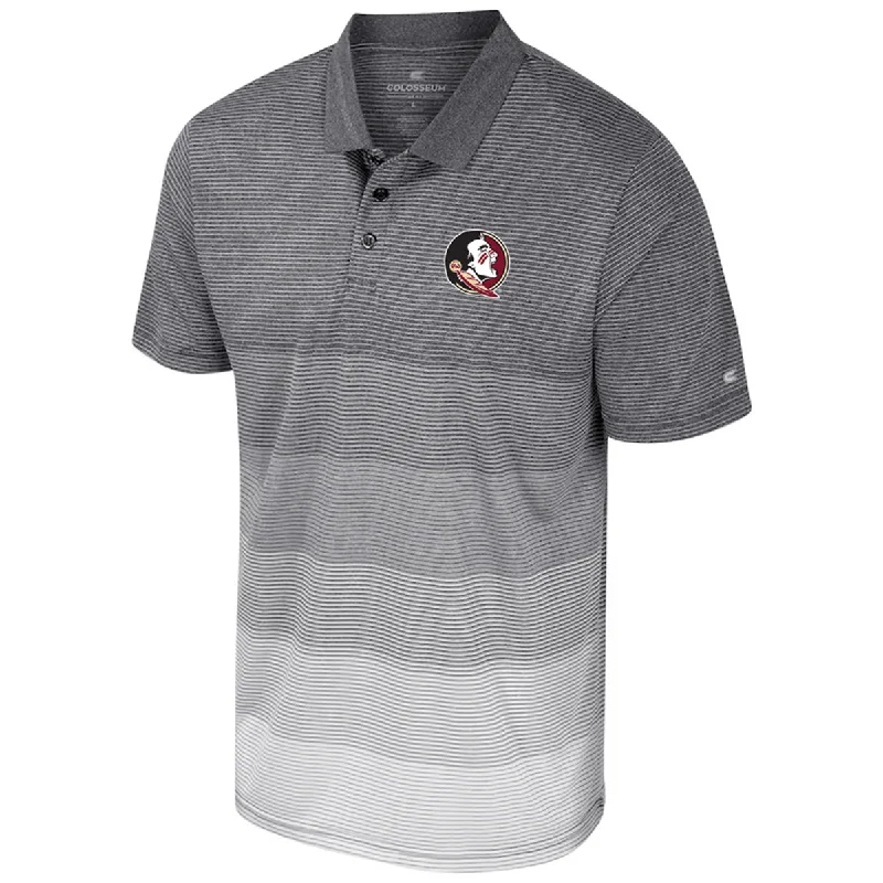 Men's Shirts with Tab CollarsColosseum Men's Seminole Logo Striped Mesh Polo - Grey