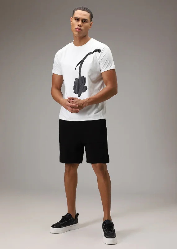 Men's Shirts with Belt AttachmentsWhite Printed T-Shirt