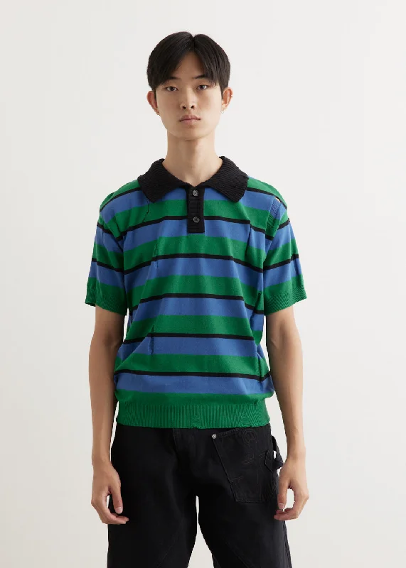 Men's Shirts for HikingDamaged Stripe Polo Sweater