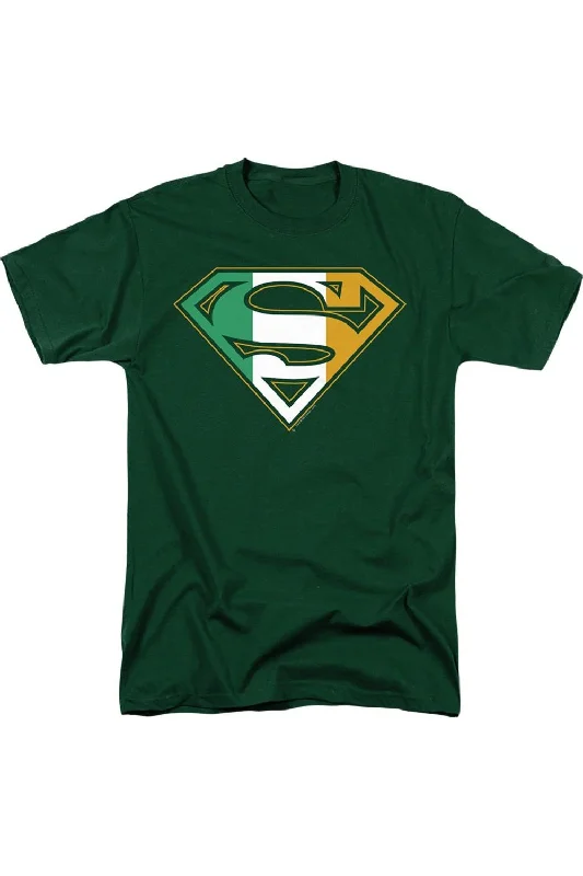 Men's Shirts with Short PlacketsSuperman Irish Shield Short Sleeve Adult Tee / T-Shirt Men's Shirts with Short PlacketsSuperman Irish Shield Short Sleeve Adult Tee / T-Shirt