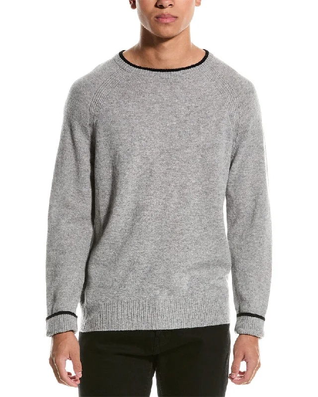 Men's Sweaters with Pleated DesignsMagaschoni Tipped Cashmere Crewneck Sweater