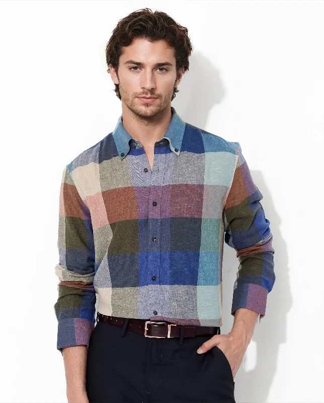 Men's Bold-Color Shirts for a Statement PieceRare Rabbit Mens Calum Multi Cotton Fabric Full Sleeve Regular Fit Checks Shirt Men's Bold-Color Shirts for a Statement PieceRare Rabbit Mens Calum Multi Cotton Fabric Full Sleeve Regular Fit Checks Shirt
