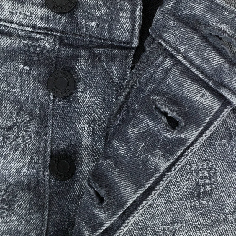 Baggy Men's JeansLIGHT MONOGRAM JACQUARD Grey SKINNY JEANS