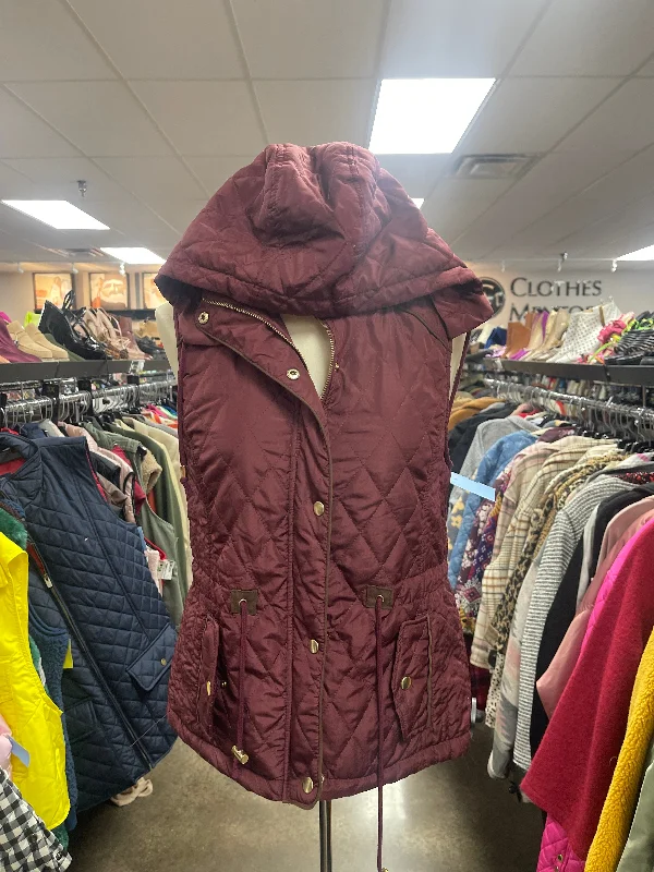Men's Coats with Fur TrimVest Puffer & Quilted By Love Tree In Maroon, Size: S
