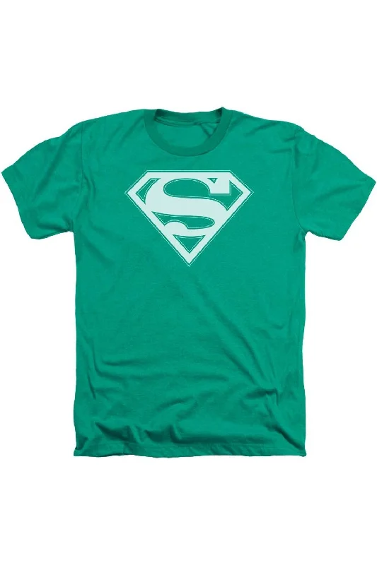 Stylish Men's HenleysSuperman Green & White Shield Adult Heather Tee / T-Shirt