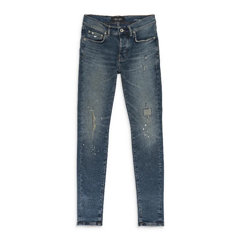 New Arrival Designer Men's JeansTORN DARK PAINT Indigo SKINNY JEANS