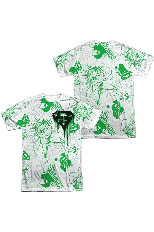 Men's Shirts with Appliquéd SleevesSuperman In Your Face (Front/Back Print) Short Sleeve Adult 100% Poly Crew Tee / T-Shirt Men's Shirts with Appliquéd SleevesSuperman In Your Face (Front/Back Print) Short Sleeve Adult 100% Poly Crew Tee / T-Shirt