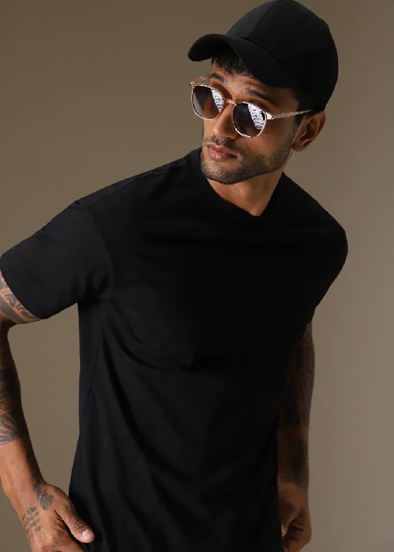 Elegant Men's Dress ShirtsBlack Self Pattern Regular T-Shirt
