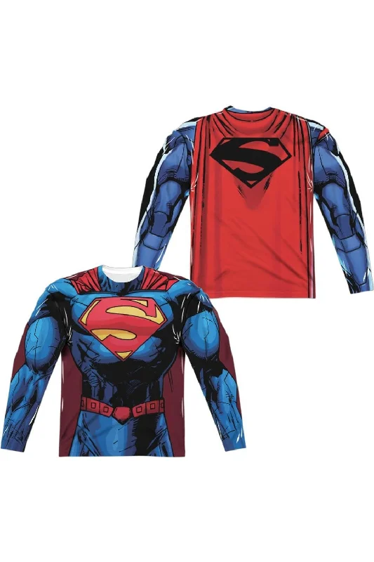 Men's Shirts with Hook-and-Loop ClosuresSuperman New 52 Superman (Front/Back Print) Long Sleeve Adult Poly Crew Tee / T-Shirt