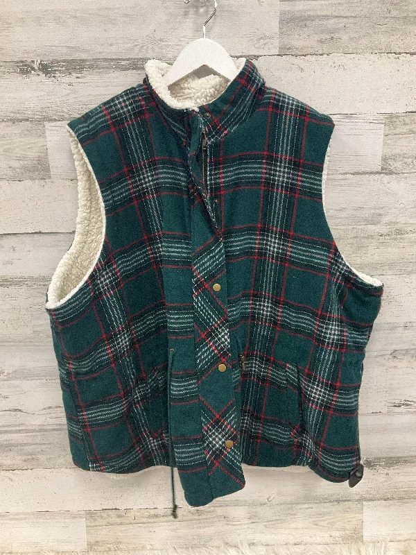 Men's Coats with ButtonsVest Fleece By Maurices In Plaid Pattern, Size: 4x