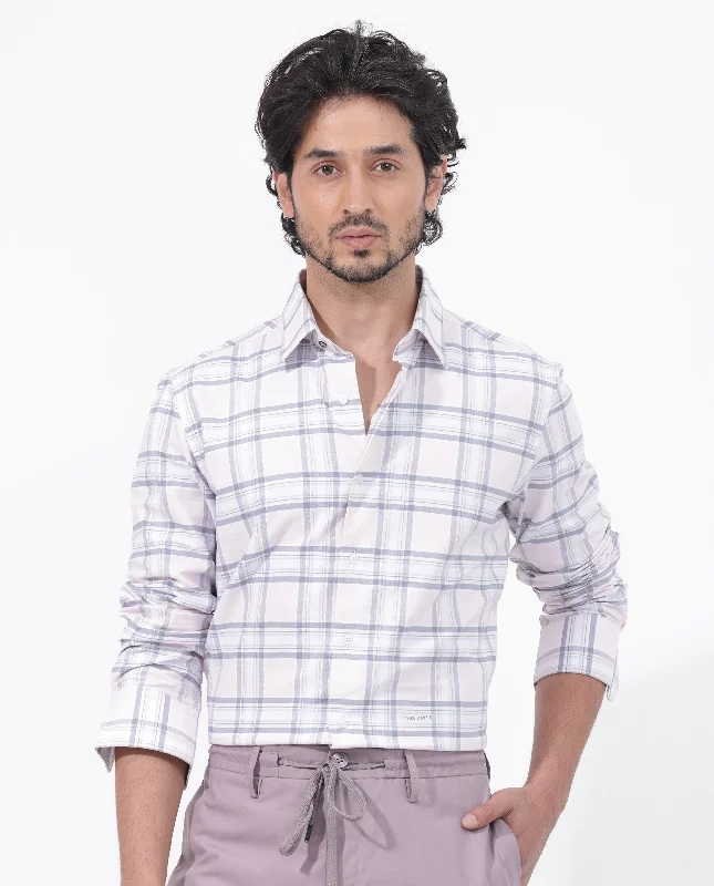 Men's Camouflage Shirts for an Outdoor AppealRare Rabbit Mens Lowen Pastel Pink Cotton Fabric Full Sleeve Checks Print Shirt