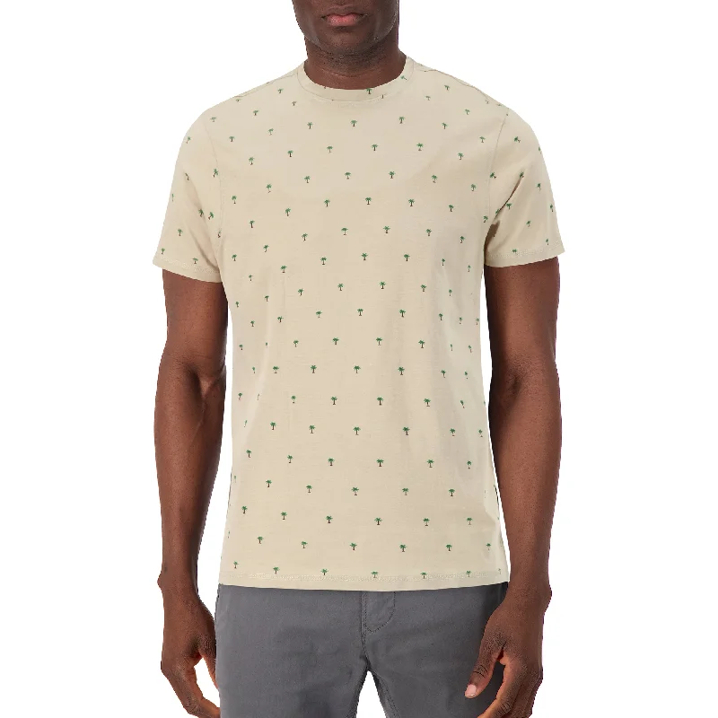 Men's Shirts with Moisture-Wicking FabricShort Sleeve Shirt with Palm Tree Print in Tan