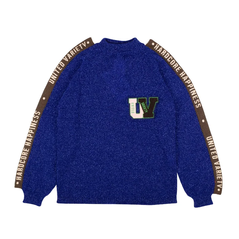 Men's Sweaters with Button-Down PlacketsSurvival Of The Fashionest Glitter Slogan Sweater - Blue Men's Sweaters with Button-Down PlacketsSurvival Of The Fashionest Glitter Slogan Sweater - Blue