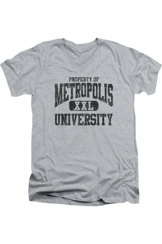 Men's Shirts with Geometric PatternsSuperman Property Of Metropolis University Short Sleeve Adult V Neck Tee / T-Shirt Men's Shirts with Geometric PatternsSuperman Property Of Metropolis University Short Sleeve Adult V Neck Tee / T-Shirt