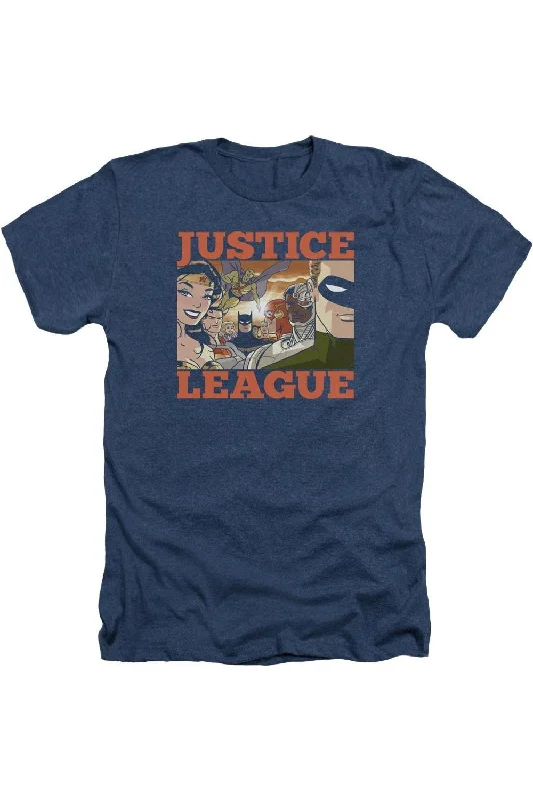 Men's Shirts with Adjustable HemlinesJustice League of America New Dawn Group Adult Heather Tee / T-Shirt Men's Shirts with Adjustable HemlinesJustice League of America New Dawn Group Adult Heather Tee / T-Shirt
