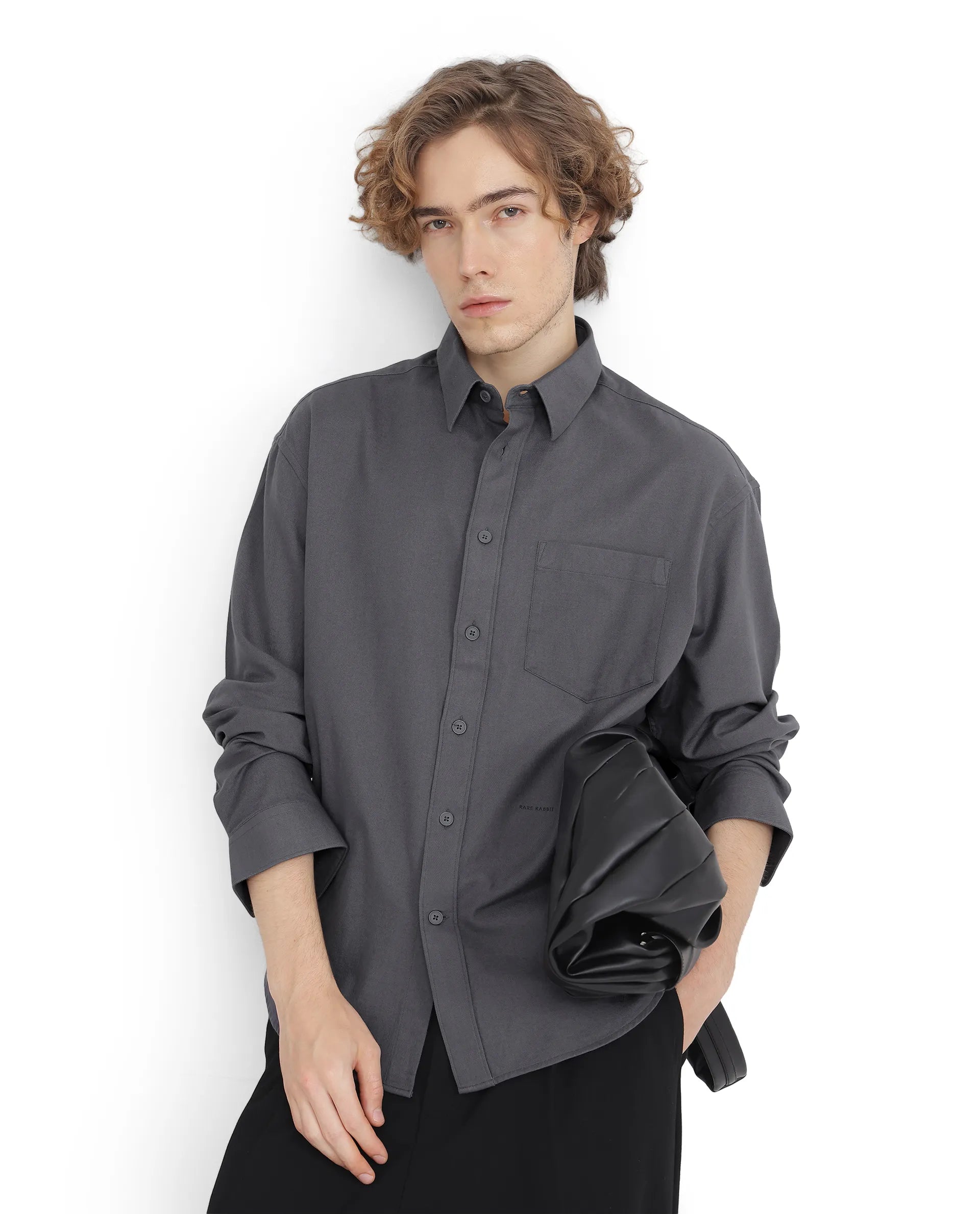 Men's Performance Fabric Shirts for All-Day ComfortRare Rabbit Men Let Dark Grey Cotton Fabric Full Sleeve Regular Collared Button Closure Boxy Fit Plain Shirt Men's Performance Fabric Shirts for All-Day ComfortRare Rabbit Men Let Dark Grey Cotton Fabric Full Sleeve Regular Collared Button Closure Boxy Fit Plain Shirt