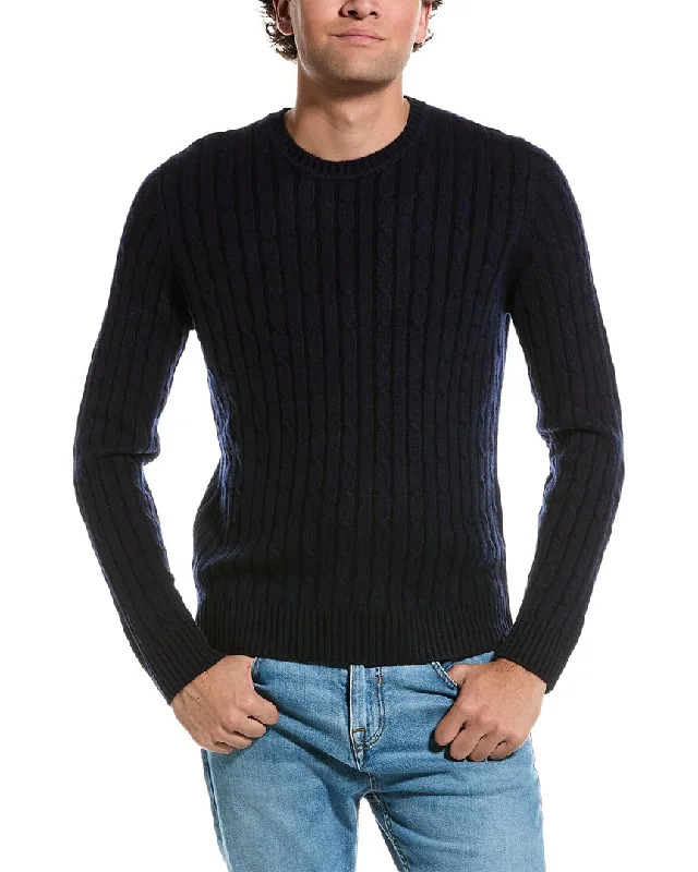Men's Sweaters with ZippersAmicale Cashmere Plaited Cable Cashmere Crewneck Sweater