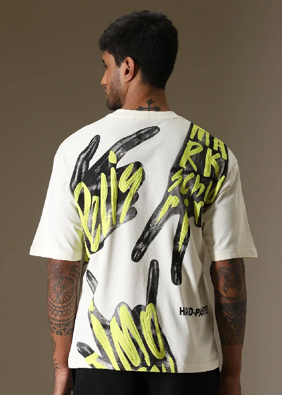 Men's Shirts with Bow TiesEmbossed White Oversized T-Shirt