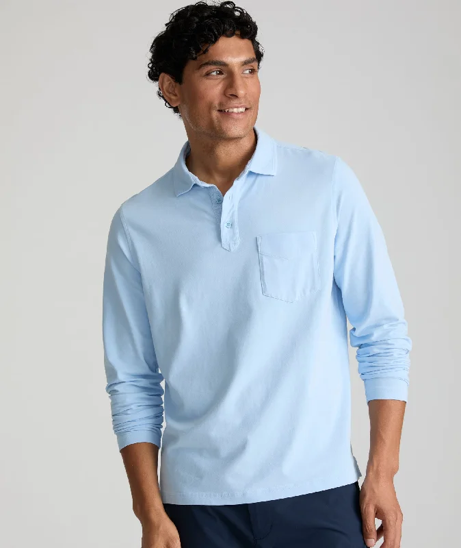 Men's Shirts with Short PlacketsGarment-Dyed Long-Sleeve Polo