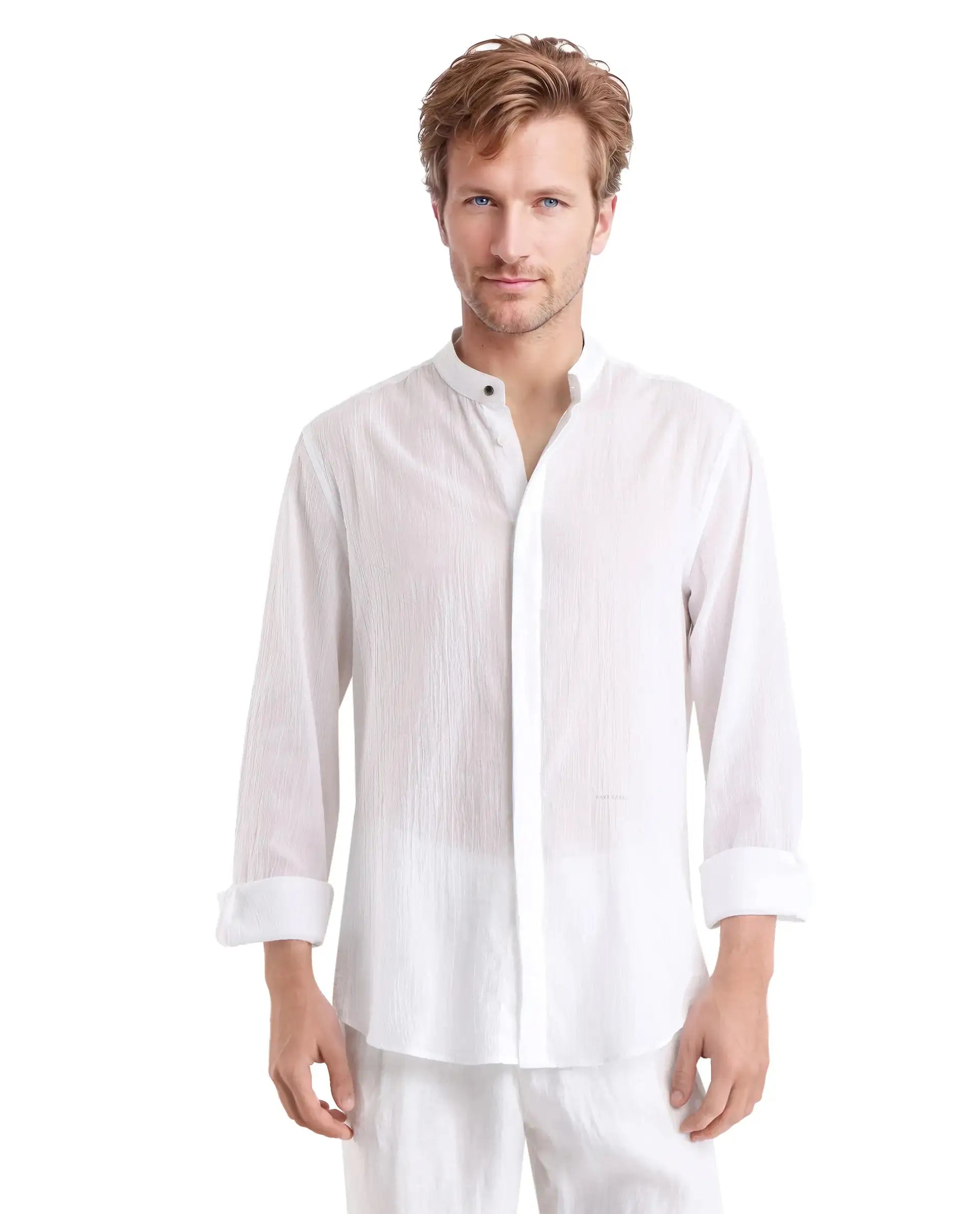 Men's Hawaiian Print Shirts for Luau PartiesRare Rabbit Men Crinkle-25 White Cotton Fabric Mandarin Collar Full Sleeves Solid Crinkle Effect Solid Shirt Men's Hawaiian Print Shirts for Luau PartiesRare Rabbit Men Crinkle-25 White Cotton Fabric Mandarin Collar Full Sleeves Solid Crinkle Effect Solid Shirt