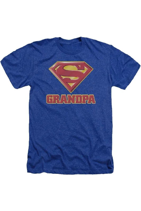 Men's Shirts with Adjustable CuffsSuperman Super Grandpa Adult Heather Tee / T-Shirt Men's Shirts with Adjustable CuffsSuperman Super Grandpa Adult Heather Tee / T-Shirt