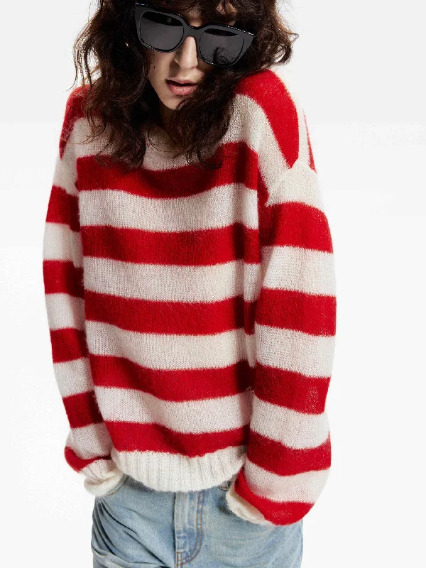 Men's Sweaters with Contrast TrimInclude Mohair Striped Sweater
