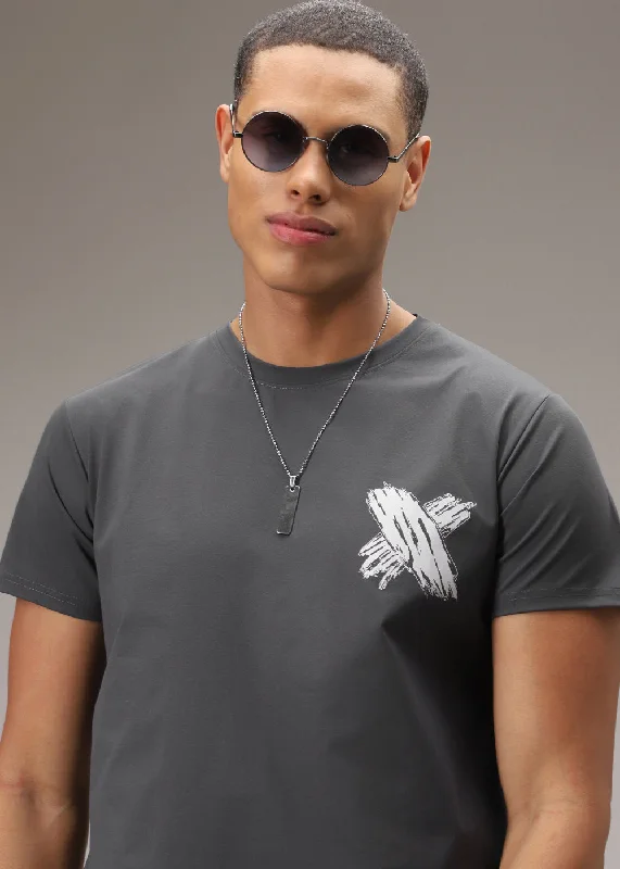 Men's Shirts with Wingtip CollarsNickel Grey Printed T-Shirt