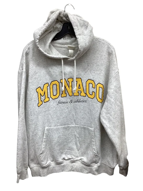 Men's Hoodies for HikingSweatshirt Hoodie By H&m In Grey & Yellow, Size: L