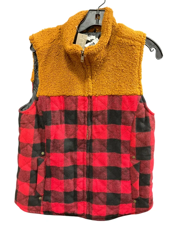 Men's Coats with HoodsVest Faux Fur & Sherpa By Maurices In Black & Red, Size: L