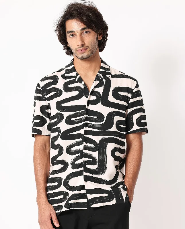 Men's Solid-Colored Shirts for VersatilityRare Rabbit Men's Salto Beige Viscose Fabric Cuban Collar Abstract Print Half Sleeves Shirt Men's Solid-Colored Shirts for VersatilityRare Rabbit Men's Salto Beige Viscose Fabric Cuban Collar Abstract Print Half Sleeves Shirt