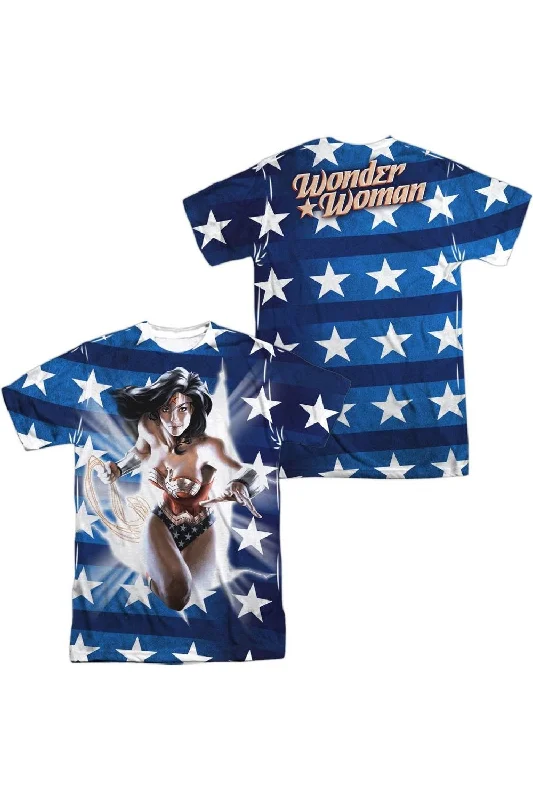 Men's Shirts with Elastic WaistbandsJustice League of America Ripped Flag (Front/Back Print) Short Sleeve Adult Poly Crew Tee / T-Shirt Men's Shirts with Elastic WaistbandsJustice League of America Ripped Flag (Front/Back Print) Short Sleeve Adult Poly Crew Tee / T-Shirt