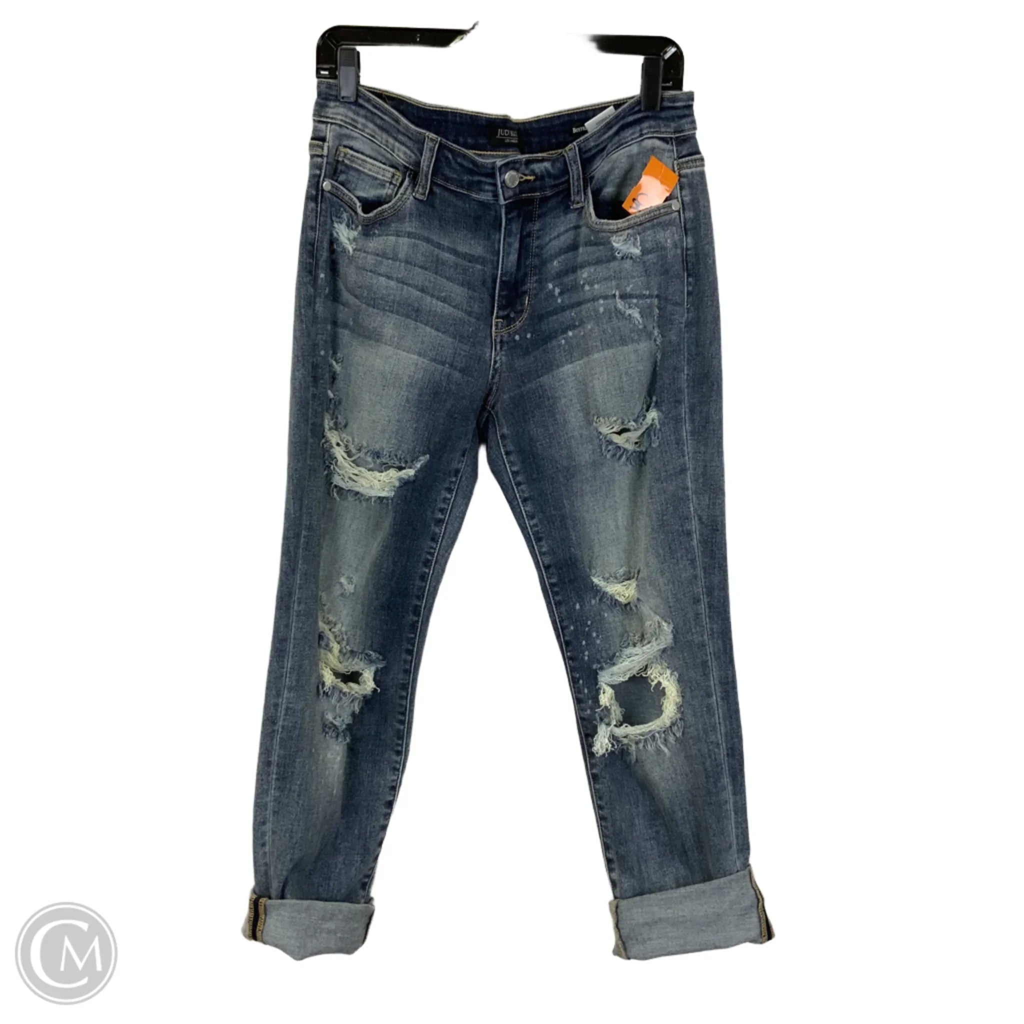 Men's Jeans with Embroidered LogosJeans Boyfriend By Judy Blue In Blue Denim, Size: 10 Men's Jeans with Embroidered LogosJeans Boyfriend By Judy Blue In Blue Denim, Size: 10
