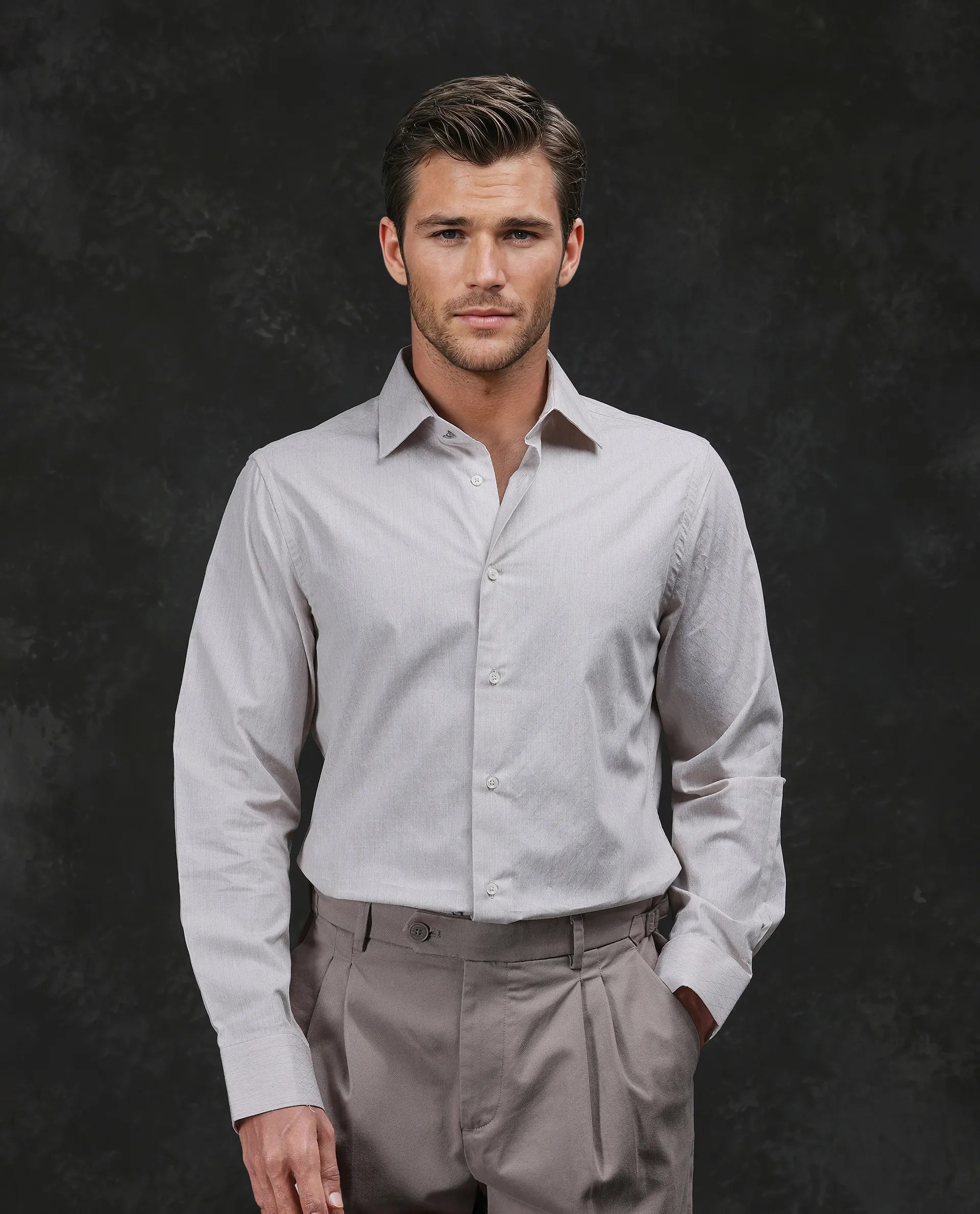 Men's Unique Dress Shirts for a Statement LookRare Rabbit Men Plib Beige Cotton Fabric Full Sleeve Spread Collar Jacquard Shirt Men's Unique Dress Shirts for a Statement LookRare Rabbit Men Plib Beige Cotton Fabric Full Sleeve Spread Collar Jacquard Shirt