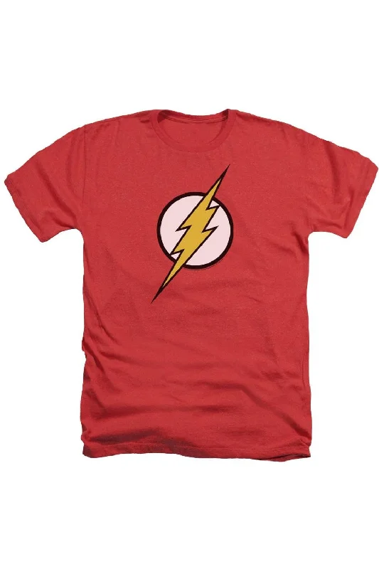 Men's Shirts with Embellished CollarsJustice League of America Flash Logo Adult Heather Tee / T-Shirt Men's Shirts with Embellished CollarsJustice League of America Flash Logo Adult Heather Tee / T-Shirt
