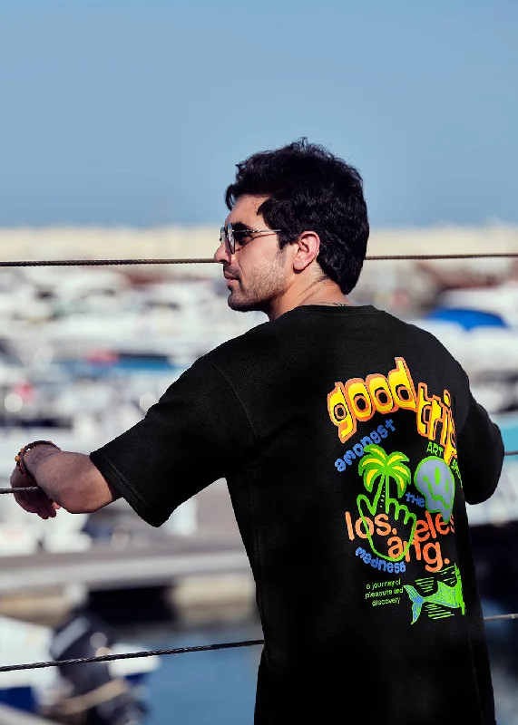Men's Shirts with Elastic WaistbandsSable Black Oversized T-shirt