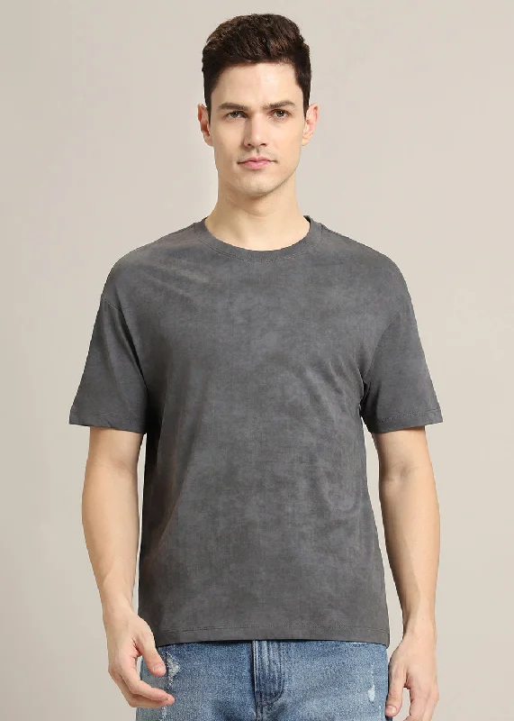 Men's Shirts with Geometric PatternsOmbre Grey Crew Neck T-Shirt