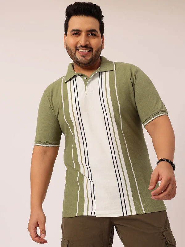 Men's Shirts with Spread CollarsOlive Green White Polo