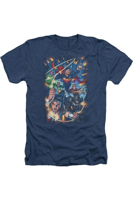 Men's Shirts with Adjustable HemlinesJustice League of America Under Attack Adult Heather Tee / T-Shirt Men's Shirts with Adjustable HemlinesJustice League of America Under Attack Adult Heather Tee / T-Shirt