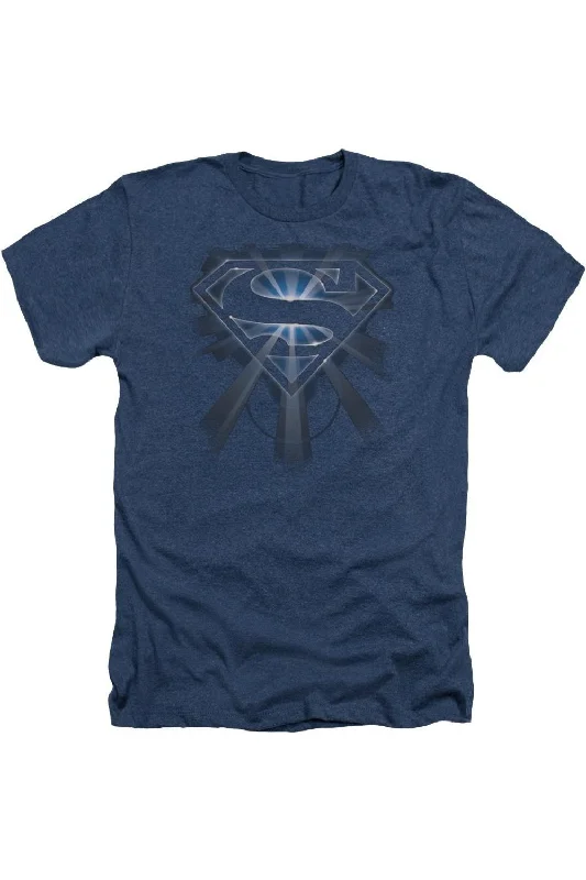 Men's Shirts with High NecksSuperman Glowing Shield Adult Heather Tee / T-Shirt